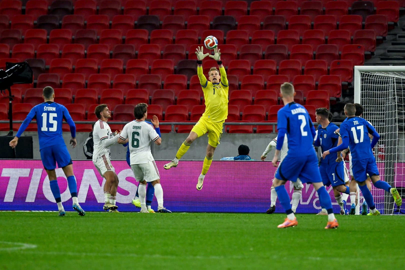 Magyarország - Szlovénia felkészülési labdarúgó-mérkőzés a Puskás Arénában 2026. március 28-án. A magyar válogatott 1-0-ra győzött.  MTI